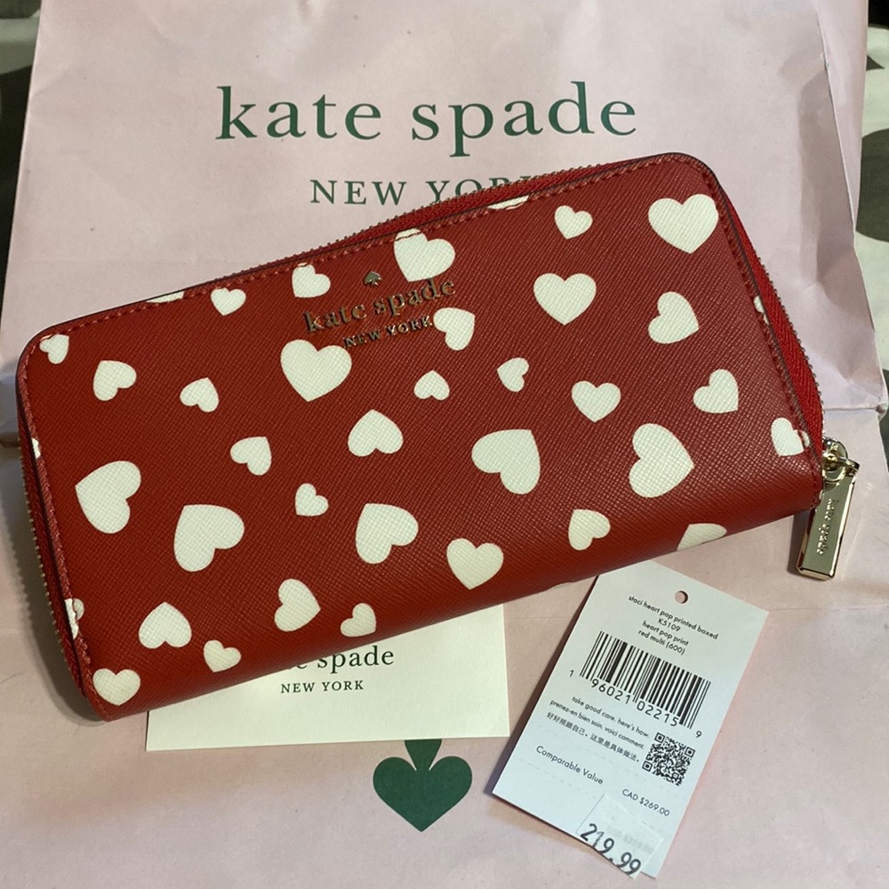 Brand new kate spade heart pop print wallet